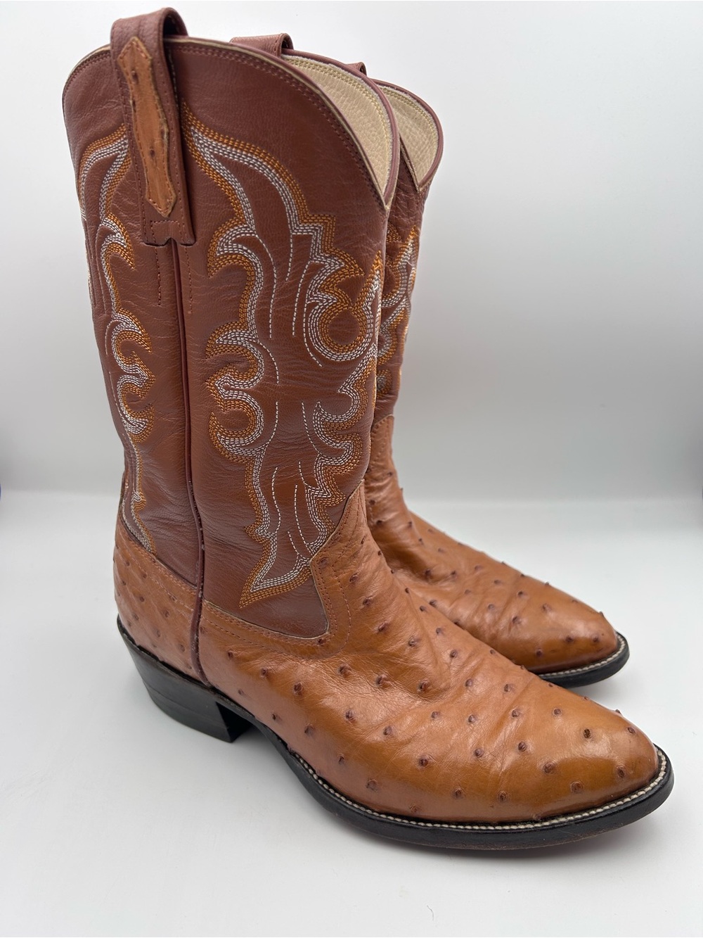 Men's Brown Ostrich Leather Western Boots